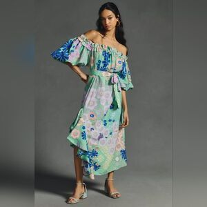Anthropologie Oopscool Off-The-Shoulder Printed Dress Size Medium NWT